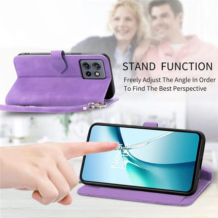 Case For Motorola Edge 50 Neo 5G / Moto S50 5G / Thinkphone 25 5G Zipper Wallet PU Leather Flower Imprint Phone Cover