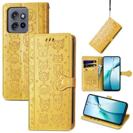 For Motorola Edge 50 Neo 5G / Moto S50 5G / Thinkphone 25 5G Case Leather Wallet Flip Phone Cover Cute Cat Dog Pattern