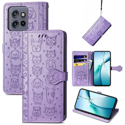For Motorola Edge 50 Neo 5G / Moto S50 5G / Thinkphone 25 5G Case Leather Wallet Flip Phone Cover Cute Cat Dog Pattern