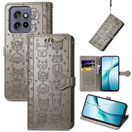 For Motorola Edge 50 Neo 5G / Moto S50 5G / Thinkphone 25 5G Case Leather Wallet Flip Phone Cover Cute Cat Dog Pattern
