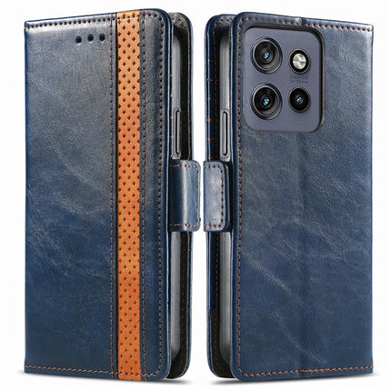 CASENEO 002 Series For Motorola Edge 50 Neo 5G / Moto S50 5G / Thinkphone 25 5G Case Stand Wallet Splicing PU Leather Cover - Dark Blue