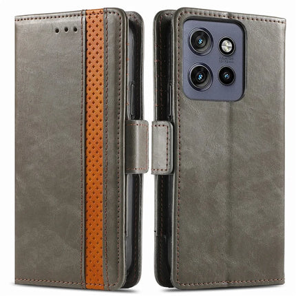 CASENEO 002 Series For Motorola Edge 50 Neo 5G / Moto S50 5G / Thinkphone 25 5G Case Stand Wallet Splicing PU Leather Cover - Grey