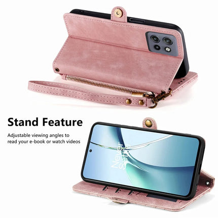 For Motorola Edge 50 Neo 5G / Moto S50 5G / Thinkphone 25 5G Zipper Wallet Case Geometry Lines Leather Phone Cover with Strap