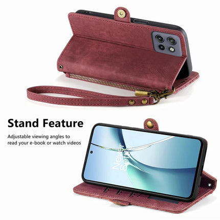 For Motorola Edge 50 Neo 5G / Moto S50 5G / Thinkphone 25 5G Zipper Wallet Case Geometry Lines Leather Phone Cover with Strap