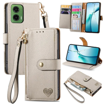 For Motorola Moto G35 5G Case RFID Blocking Zipper Pocket Leather Wallet Phone Cover - Grey