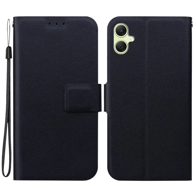 For Samsung Galaxy A05 4G Case Ultra-Thin PU Leather + TPU Phone Cover with Card Slot - Black