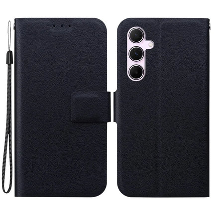For Samsung Galaxy A55 5G Case Ultra-Thin PU Leather + TPU Phone Cover with Card Slot - Black