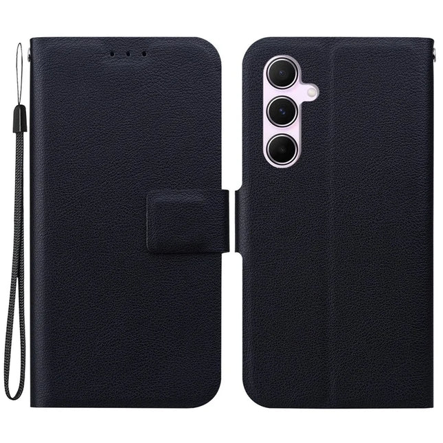 For Samsung Galaxy A55 5G Case Ultra-Thin PU Leather + TPU Phone Cover with Card Slot - Black
