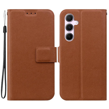 For Samsung Galaxy A55 5G Case Ultra-Thin PU Leather + TPU Phone Cover with Card Slot - Brown