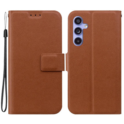 For Samsung Galaxy S23 FE Case Ultra-Thin PU Leather + TPU Phone Cover with Card Slot - Brown