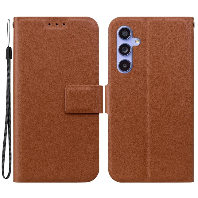 For Samsung Galaxy S23 FE Case Ultra-Thin PU Leather + TPU Phone Cover with Card Slot - Brown