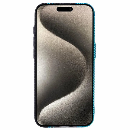 For iPhone 15 Pro Max Case Compatible with MagSafe Carbon Fiber Texture Water-Transfer PC Phone Cover