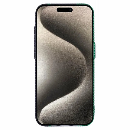 For iPhone 15 Pro Max Case Compatible with MagSafe Carbon Fiber Texture Water-Transfer PC Phone Cover