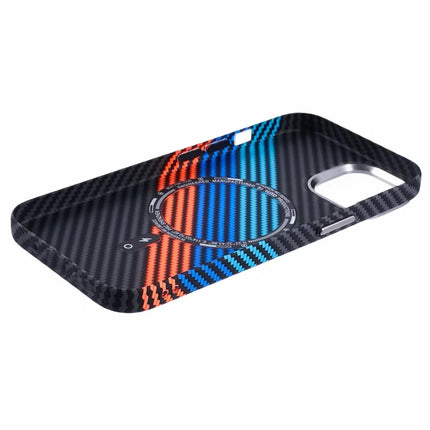 For iPhone 14 Case Compatible with MagSafe Carbon Fiber Texture Water-Transfer PC Phone Cover