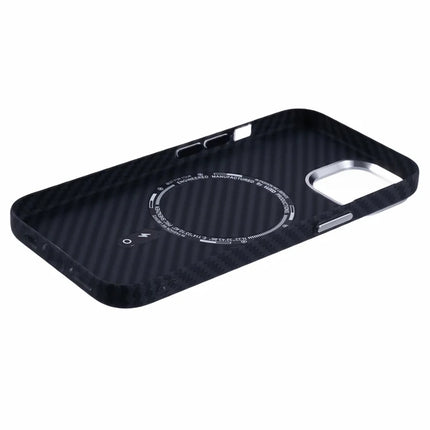 For iPhone 14 Case Compatible with MagSafe Carbon Fiber Texture Water-Transfer PC Phone Cover