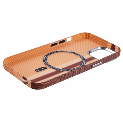 For iPhone 14 Case Compatible with MagSafe Carbon Fiber Texture Water-Transfer PC Phone Cover
