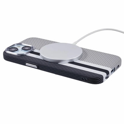 For iPhone 14 Case Compatible with MagSafe Carbon Fiber Texture Water-Transfer PC Phone Cover