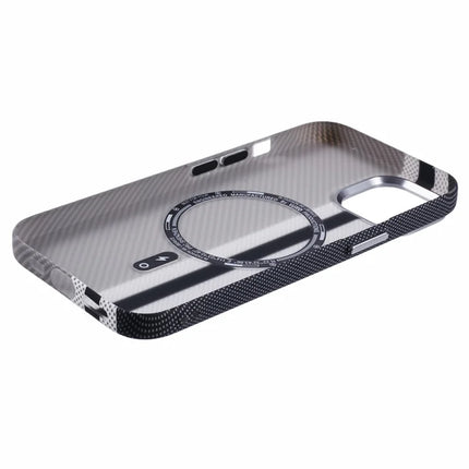 For iPhone 14 Case Compatible with MagSafe Carbon Fiber Texture Water-Transfer PC Phone Cover