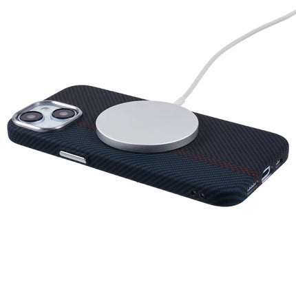 For iPhone 14 Case Compatible with MagSafe Carbon Fiber Texture Water-Transfer PC Phone Cover