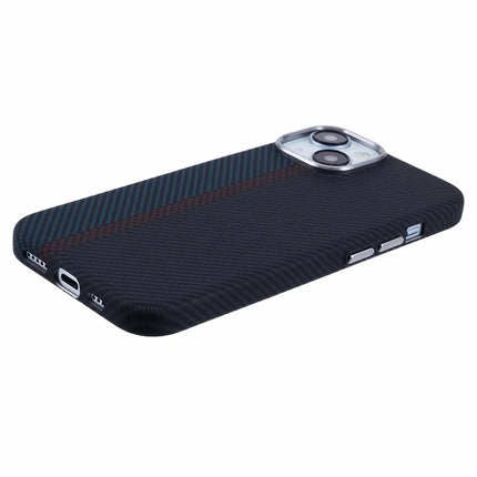 For iPhone 14 Case Compatible with MagSafe Carbon Fiber Texture Water-Transfer PC Phone Cover