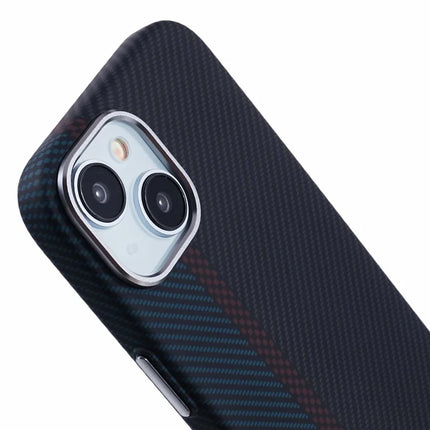 For iPhone 14 Case Compatible with MagSafe Carbon Fiber Texture Water-Transfer PC Phone Cover