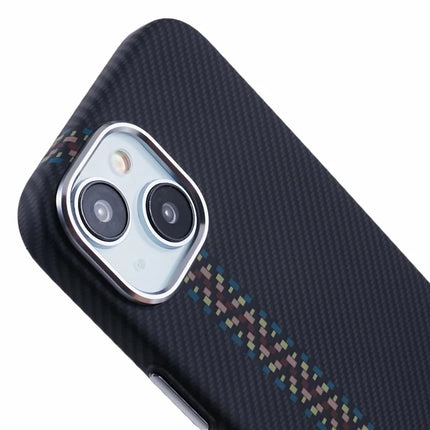 For iPhone 14 Case Compatible with MagSafe Carbon Fiber Texture Water-Transfer PC Phone Cover