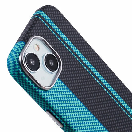 For iPhone 14 Case Compatible with MagSafe Carbon Fiber Texture Water-Transfer PC Phone Cover