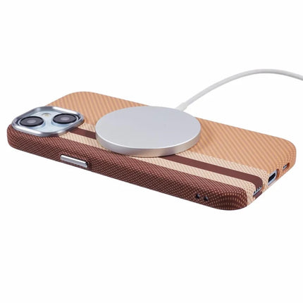 For iPhone 13 Case Compatible with MagSafe Carbon Fiber Texture Water-Transfer PC Phone Cover