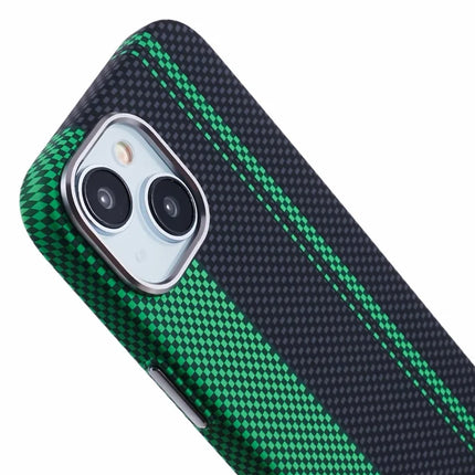 For iPhone 13 Case Compatible with MagSafe Carbon Fiber Texture Water-Transfer PC Phone Cover