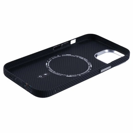 For iPhone 13 Case Compatible with MagSafe Carbon Fiber Texture Water-Transfer PC Phone Cover