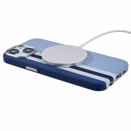 For iPhone 13 Case Compatible with MagSafe Carbon Fiber Texture Water-Transfer PC Phone Cover