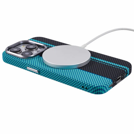 For iPhone 13 Pro Max Case Compatible with MagSafe Carbon Fiber Texture Water-Transfer PC Phone Cover