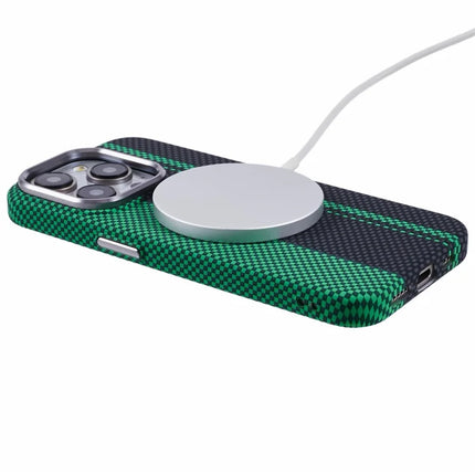 For iPhone 13 Pro Max Case Compatible with MagSafe Carbon Fiber Texture Water-Transfer PC Phone Cover