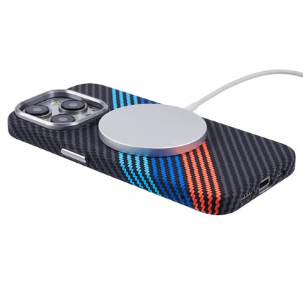 For iPhone 12 Pro Max Case Compatible with MagSafe Carbon Fiber Texture Water-Transfer PC Phone Cover