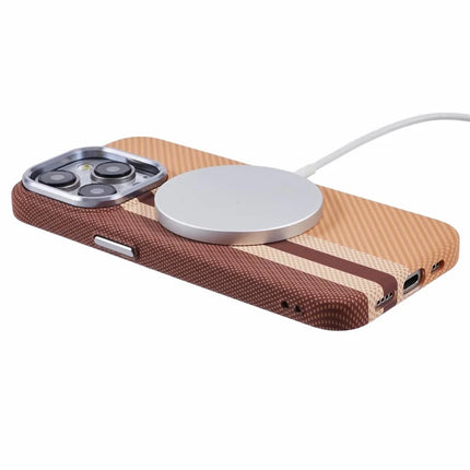 For iPhone 12 Pro Max Case Compatible with MagSafe Carbon Fiber Texture Water-Transfer PC Phone Cover