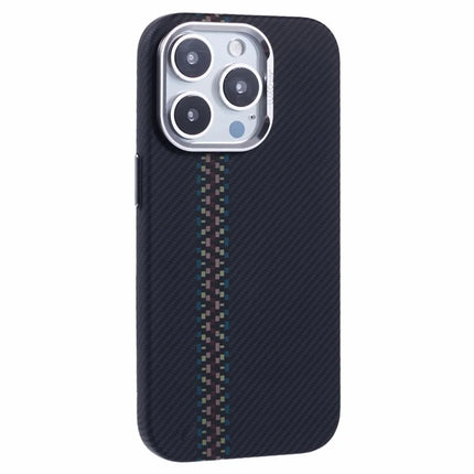 For iPhone 12 Pro Max Case Compatible with MagSafe Carbon Fiber Texture Water-Transfer PC Phone Cover - Colorful+Black Stripes