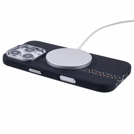 For iPhone 16 Pro Max Case Compatible with MagSafe Carbon Fiber Texture Water-Transfer PC Phone Cover