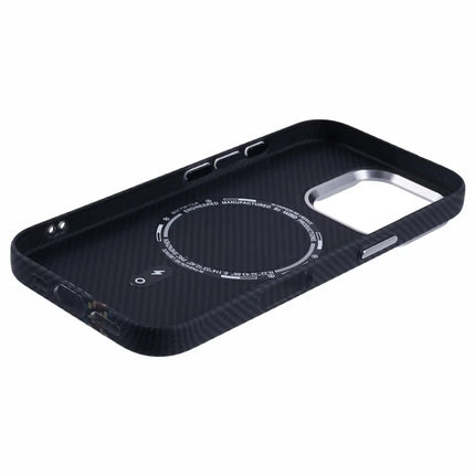 For iPhone 16 Pro Max Case Compatible with MagSafe Carbon Fiber Texture Water-Transfer PC Phone Cover