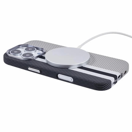 For iPhone 16 Pro Max Case Compatible with MagSafe Carbon Fiber Texture Water-Transfer PC Phone Cover
