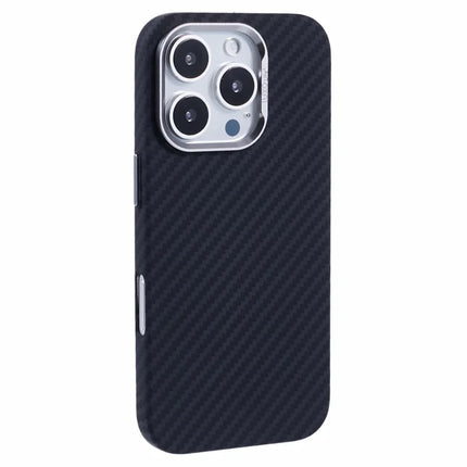 For iPhone 16 Pro Max Case Compatible with MagSafe Carbon Fiber Texture Water-Transfer PC Phone Cover - Black