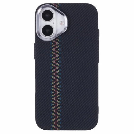 For iPhone 16 Plus Case Compatible with MagSafe Carbon Fiber Texture Water-Transfer PC Phone Cover
