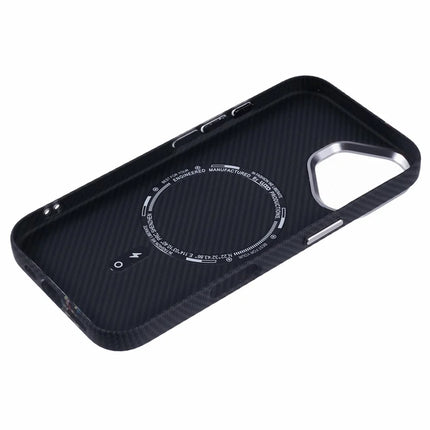 For iPhone 16 Plus Case Compatible with MagSafe Carbon Fiber Texture Water-Transfer PC Phone Cover