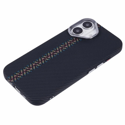 For iPhone 16 Plus Case Compatible with MagSafe Carbon Fiber Texture Water-Transfer PC Phone Cover