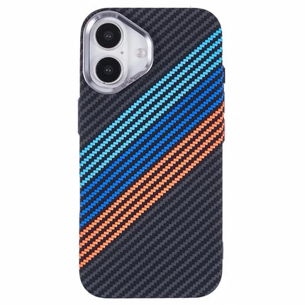 For iPhone 16 Plus Case Compatible with MagSafe Carbon Fiber Texture Water-Transfer PC Phone Cover