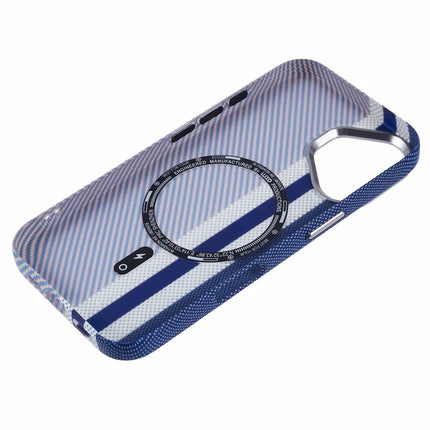 For iPhone 16 Plus Case Compatible with MagSafe Carbon Fiber Texture Water-Transfer PC Phone Cover