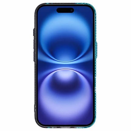 For iPhone 16 Plus Case Compatible with MagSafe Carbon Fiber Texture Water-Transfer PC Phone Cover