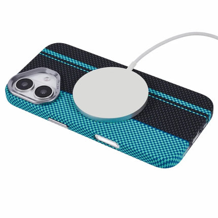 For iPhone 16 Plus Case Compatible with MagSafe Carbon Fiber Texture Water-Transfer PC Phone Cover