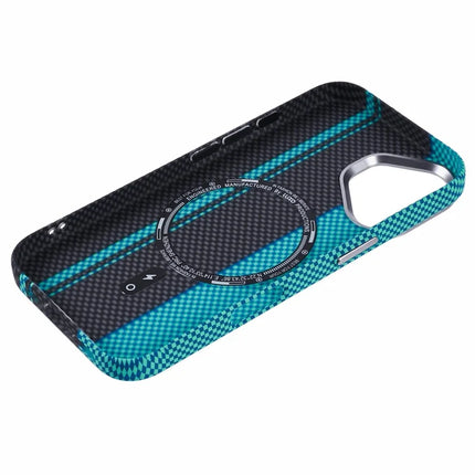 For iPhone 16 Plus Case Compatible with MagSafe Carbon Fiber Texture Water-Transfer PC Phone Cover