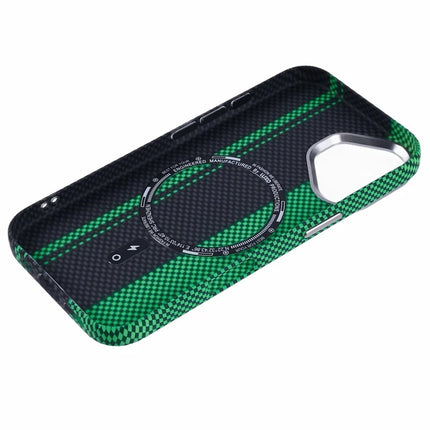 For iPhone 16 Plus Case Compatible with MagSafe Carbon Fiber Texture Water-Transfer PC Phone Cover