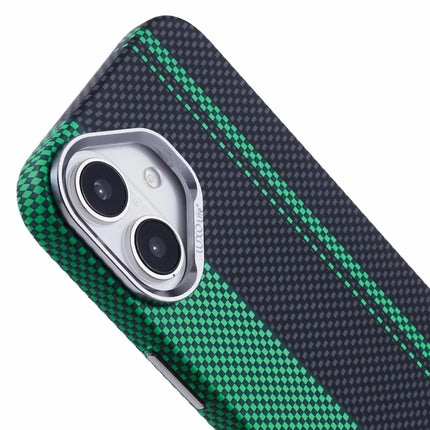 For iPhone 16 Plus Case Compatible with MagSafe Carbon Fiber Texture Water-Transfer PC Phone Cover